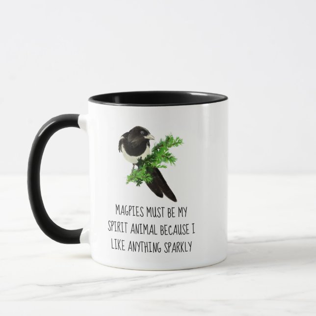 Fun Magpie Quote My Spirit Animal Sparkly  Coffee  Mug (Left)