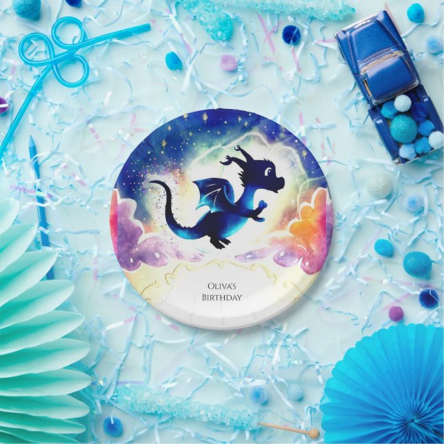 Fun Majestic Dragon Birthday Paper Plate (Party)