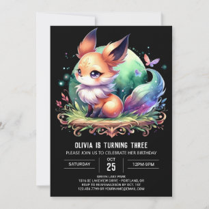  Fun Majestic Fox Birthday digital Invitation