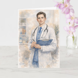 Fun Male Doctor Watercolor Ezekiel 25-17 Card