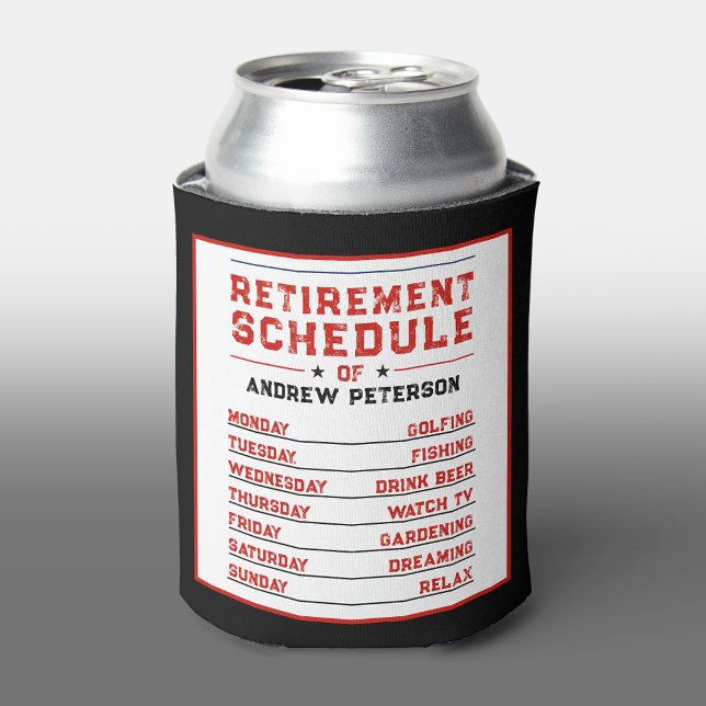 Fun Man Red And Black White Retire Schedule Plan Can Cooler (Creator Uploaded)