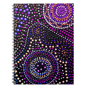 Fun Mandala Dot Art Blue Purple Spiral Notebook