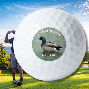Fun Mandarin Duck Loves Water Name Golf Balls