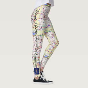 Fun Map Back Home Again In Indiana Leggings