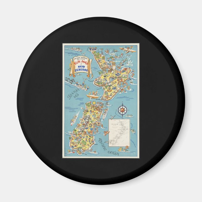 Fun map of New Zealand Magnet (Front)