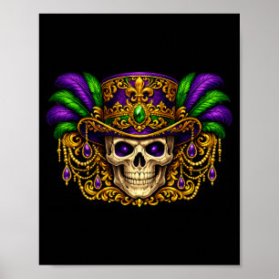 Fun mardi gras costume sugar skull carnival new poster