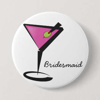 fun martini hot pink 7.5 cm round badge
