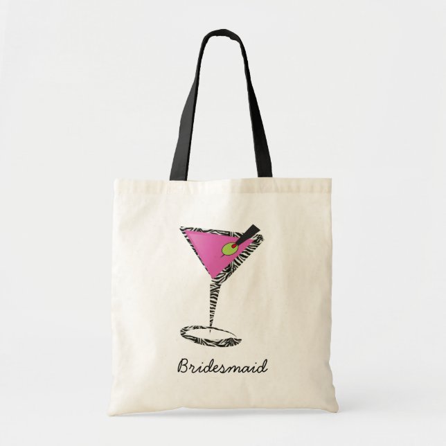 fun martini hot pink tote bag (Front)