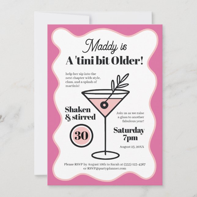 Fun Martini Party Invitations for 30th Birthday (Front)