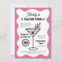Fun Martini Party Invitations for 30th Birthday