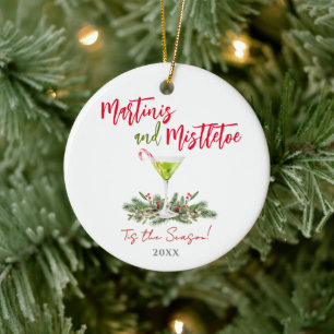 Fun Martinis and Mistletoe Cocktail Christmas Ceramic Tree Decoration