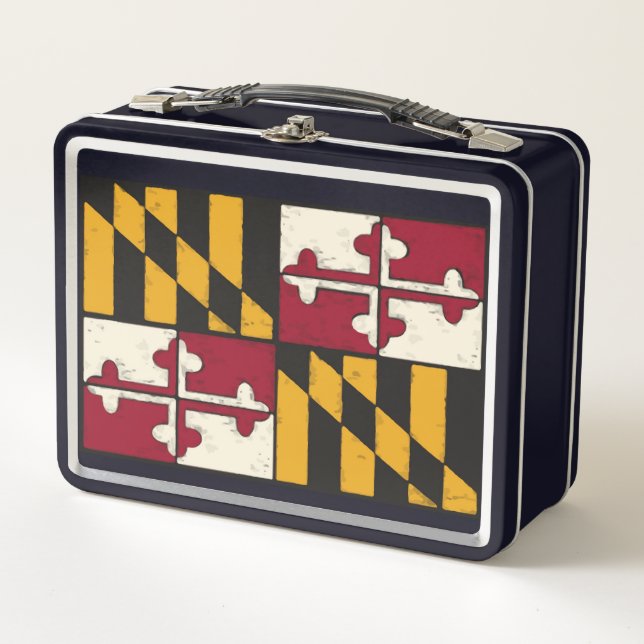 Fun Maryland Flag Retro Metal Lunch Box (Front)