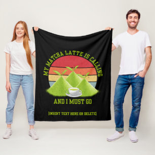 Fun MATCHA Mountains Are Calling Latte Drinker Fleece Blanket