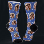 Fun Medium Blue Newlyweds Photo Pattern Socks<br><div class="desc">These fun medium blue newlyweds photo pattern wedding dress or casual socks feature the couple's photo and white hearts in an offset pattern and their names and wedding date! These are perfect for the groom as he walks down the aisle, as a gift for the bride, as a bridal party...</div>