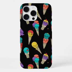 Fun Melty Summer Goth Skull Ice Cream jewel black iPhone 16 Pro Max Case