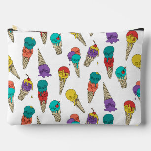 Fun Melty Summer Goth Skull Ice Cream jewel white Accessory Pouch