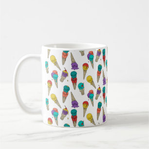 Fun Melty Summer Goth Skull Ice Cream jewel white Coffee Mug
