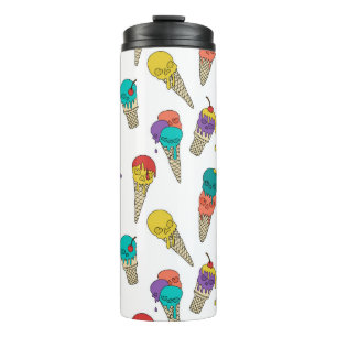 Fun Melty Summer Goth Skull Ice Cream jewel white Thermal Tumbler