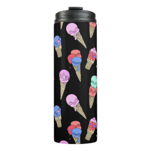 Fun Melty Summer Goth Skull Ice Cream pastel black Thermal Tumbler