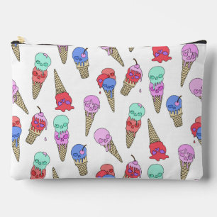 Fun Melty Summer Goth Skull Ice Cream pastel white Accessory Pouch