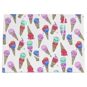 Fun Melty Summer Goth Skull Ice Cream pastel white Large Gift Bag
