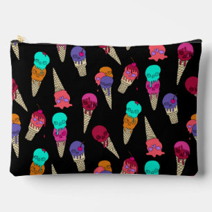Fun Melty Summer Goth Skull Ice Cream weird black Accessory Pouch
