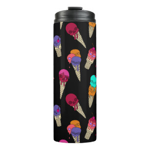 Fun Melty Summer Goth Skull Ice Cream weird black Thermal Tumbler