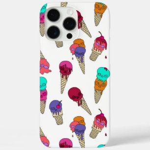 Fun Melty Summer Goth Skull Ice Cream weird white iPhone 16 Pro Max Case