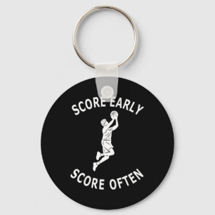 Fun Men Bysketbyll Player Saying Score Early Score Key Ring