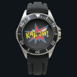 Fun Men's Superhero Comic Book Kapow Black Watch<br><div class="desc">Fun Superhero Comic Book Kapow Black Watch</div>