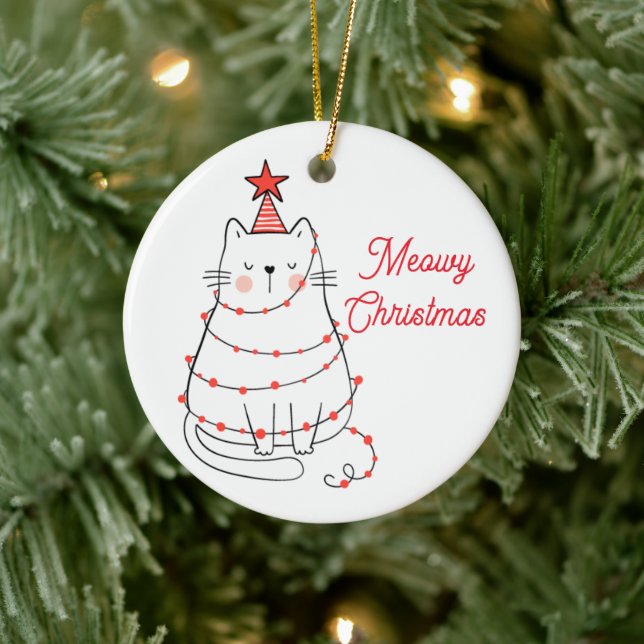 Fun Meowy Christmas Cat Ornament (Tree)