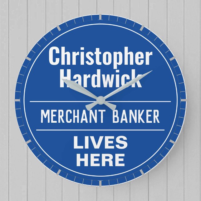 Fun Merchant Banker Wall Plaque Style Large Clock (Creator Uploaded)