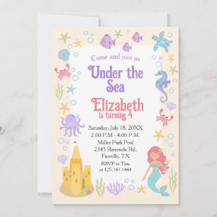 Fun Mermaid Birthday Invitation