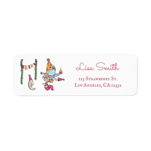 Fun Mermaid Birthday Party Return Address (Front)