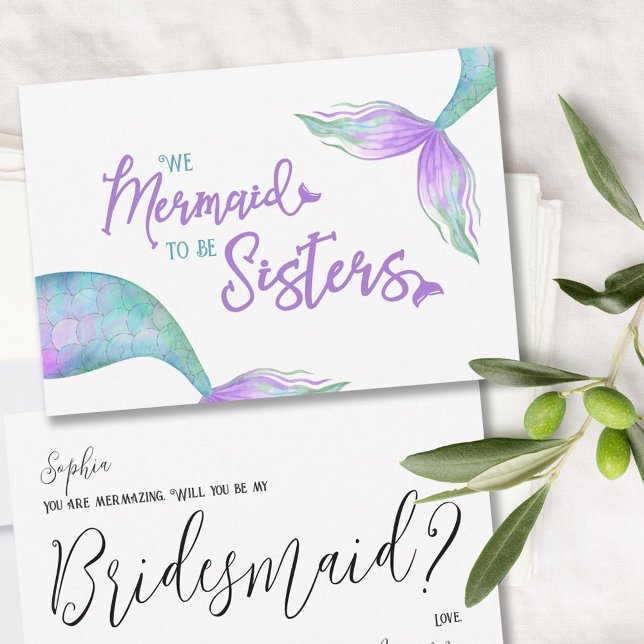 Fun Mermaid to be Sisters Bridesmaid Proposal Card (Creator Uploaded)
