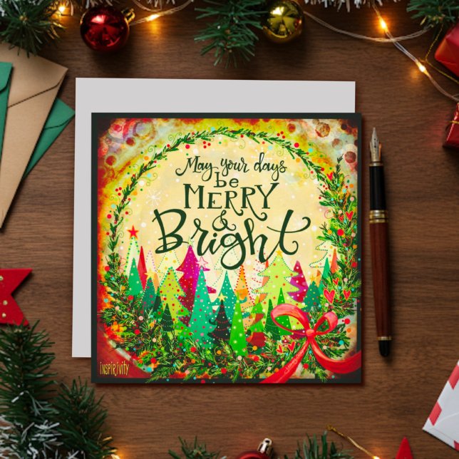 Fun Merry and Bright Christmas Trees Inspirivity Holiday Card (Creator Uploaded)