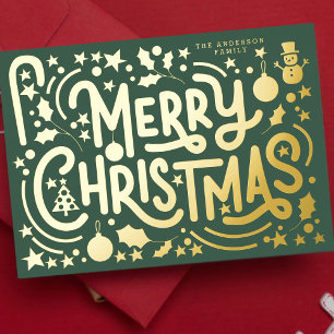 Fun Merry Christmas Happy Lettering Photo Back