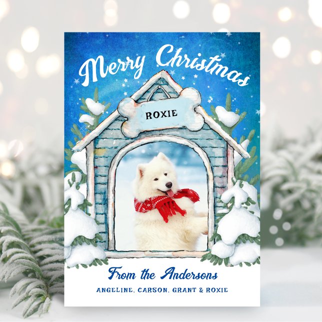 Fun Merry Christmas Pet 2 Photo Family Holiday Card (Creator Uploaded)