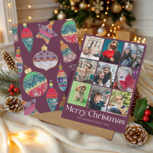 Fun Merry Christmas Photo & Bauble  Holiday Card