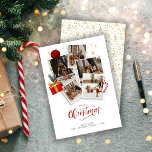 Fun Merry Christmas Photo Collage Holiday Card<br><div class="desc">Fun,  cute design features 5 photos framed with candy cane,  ornament and a gift box that will delight family and friends this holiday season.</div>