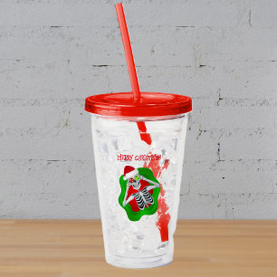 Fun Merry Christmas Skeleton Ornaments Splatter Acrylic Tumbler