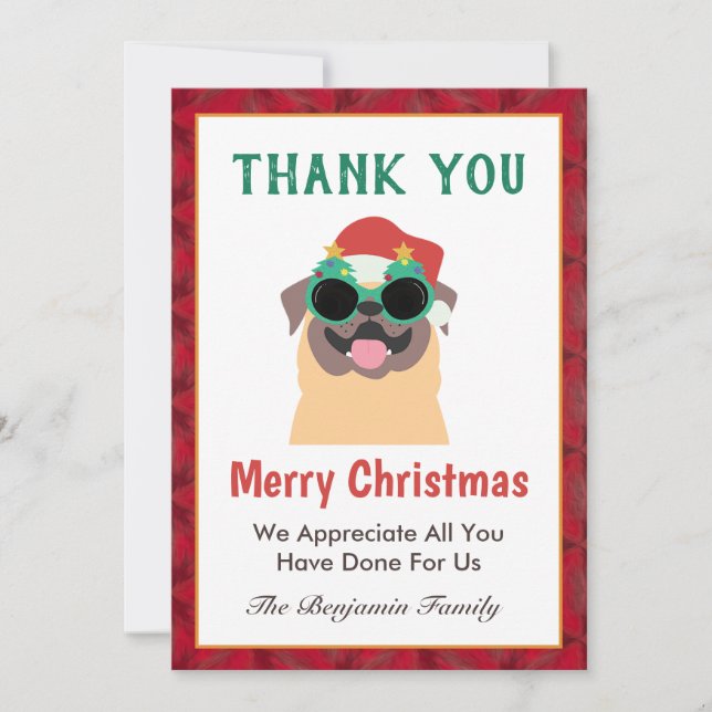 Fun Merry Christmas Thank You Personalise Holiday Card (Front)