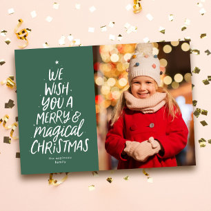 Fun Merry Christmas tree simple photo Holiday Card
