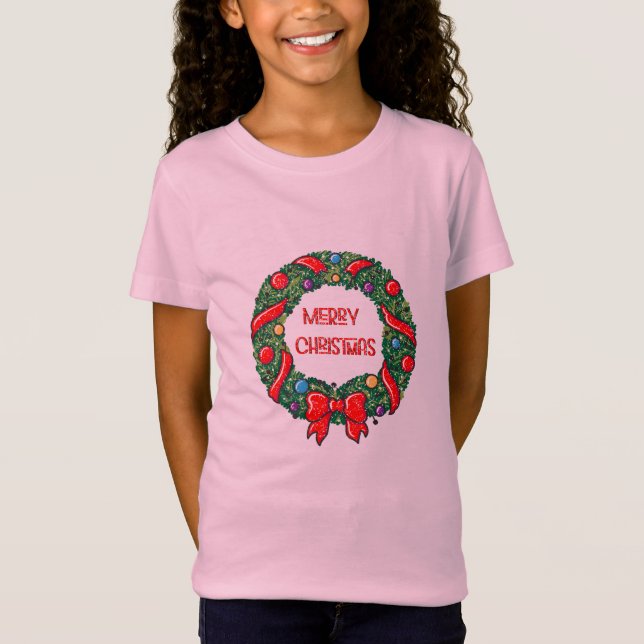 Fun Merry Christmas Whimsical Reef Red Bow Modern T-Shirt (Front)
