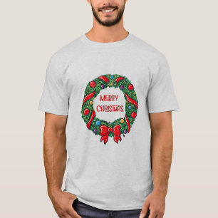 Fun Merry Christmas Whimsical Reef Red Bow Modern T-Shirt