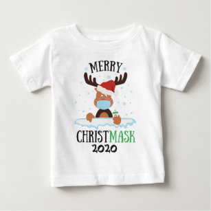 Fun merry Christmask reindeer face mask sanitizer Baby T-Shirt