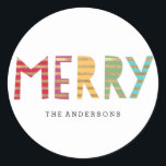 Fun Merry Custom Holiday Sticker or Labels<br><div class="desc">Our modern and chic personalised stickers can be used as envelope seals,  gift tags,  favour stickers,  items labels,  and more. The possibilities are endless so go ahead and use them creatively. Available in other colours. Custom colours are also available upon request.</div>