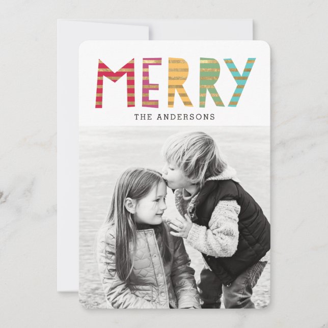 Fun Merry Holiday Photo Card (Front)