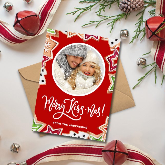Fun Merry Kissmas Cookies Christmas Photo Holiday Card (Creator Uploaded)