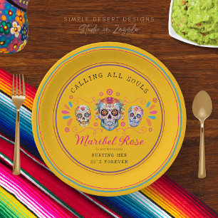 Fun Mexican Day of the Dead Sugar Skull Birthday Paper Plate